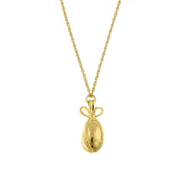 Gold Tone Egg Pendant Necklace 24 In