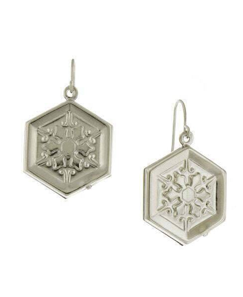 1928 Jewelry Silver Hexagon Snowflake Wire Drop Earrings