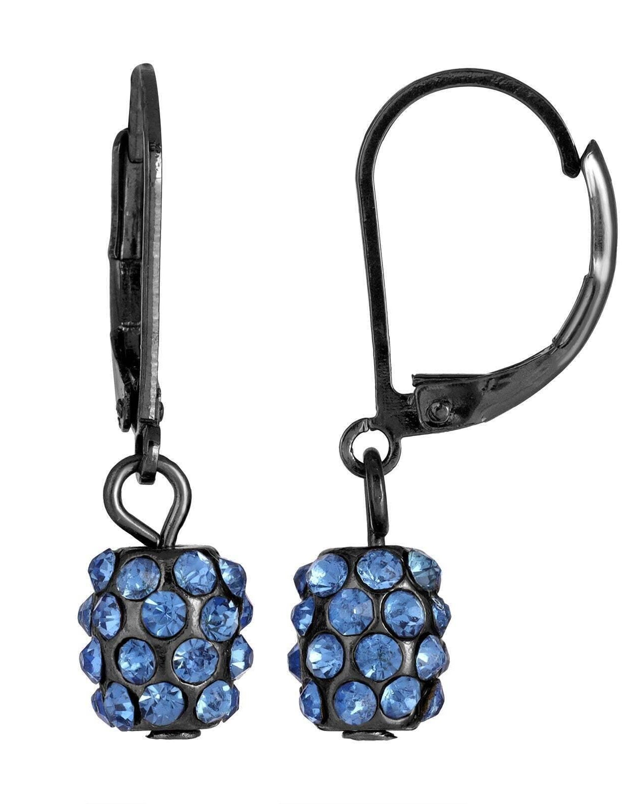 1928 Jewelry Jet Black Light Sapphire Crystal Fireball Drop Earrings