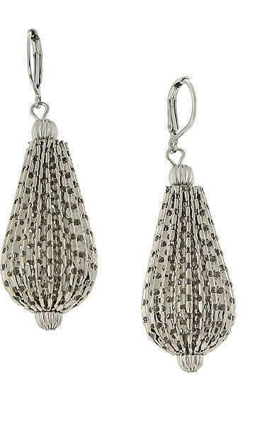 1928 Jewelry Silver Large Mesh Style Hollow Teardrop Drop Earrings