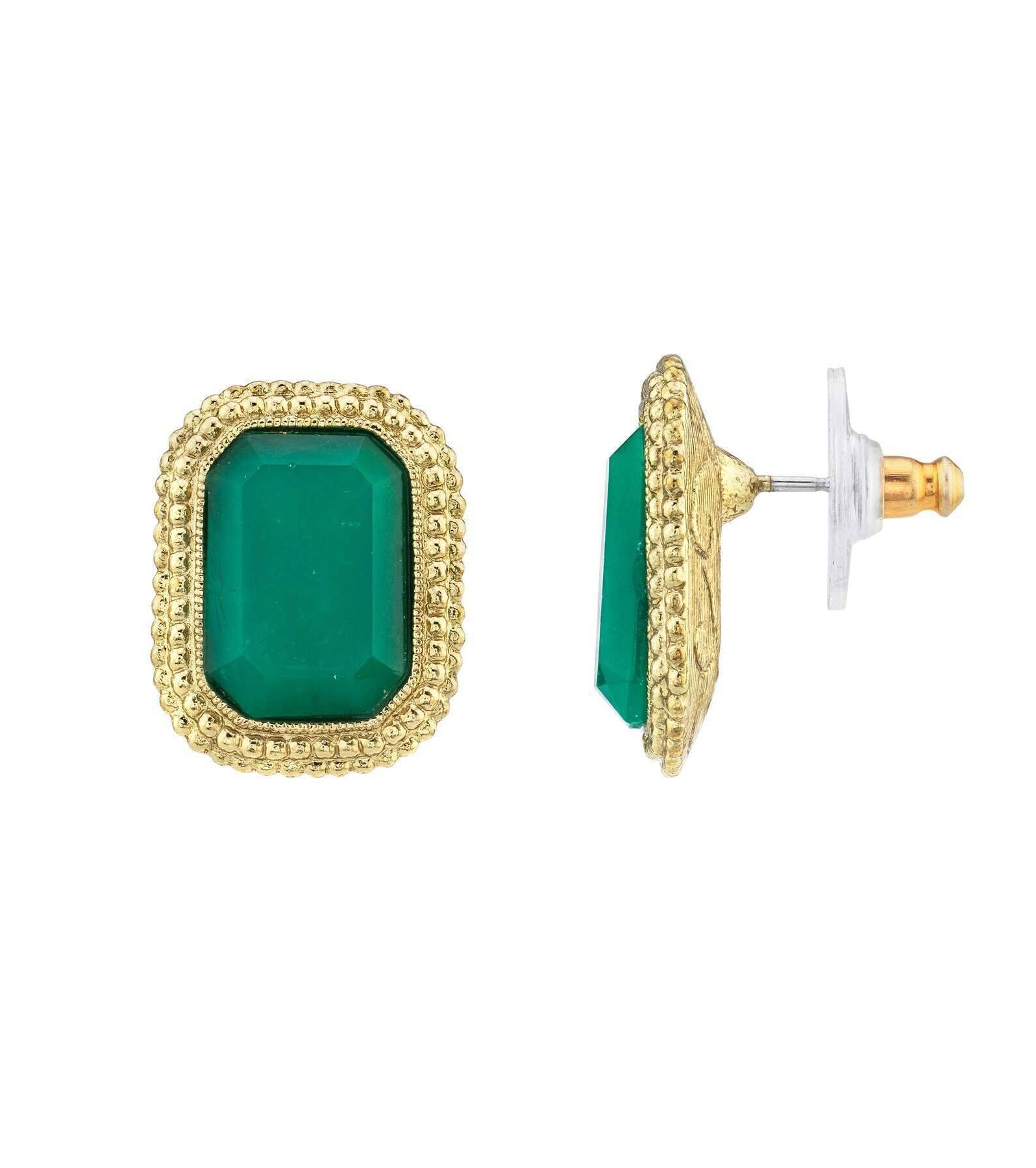 1928 Jewelry Estate Octagon Stone Post Earrings