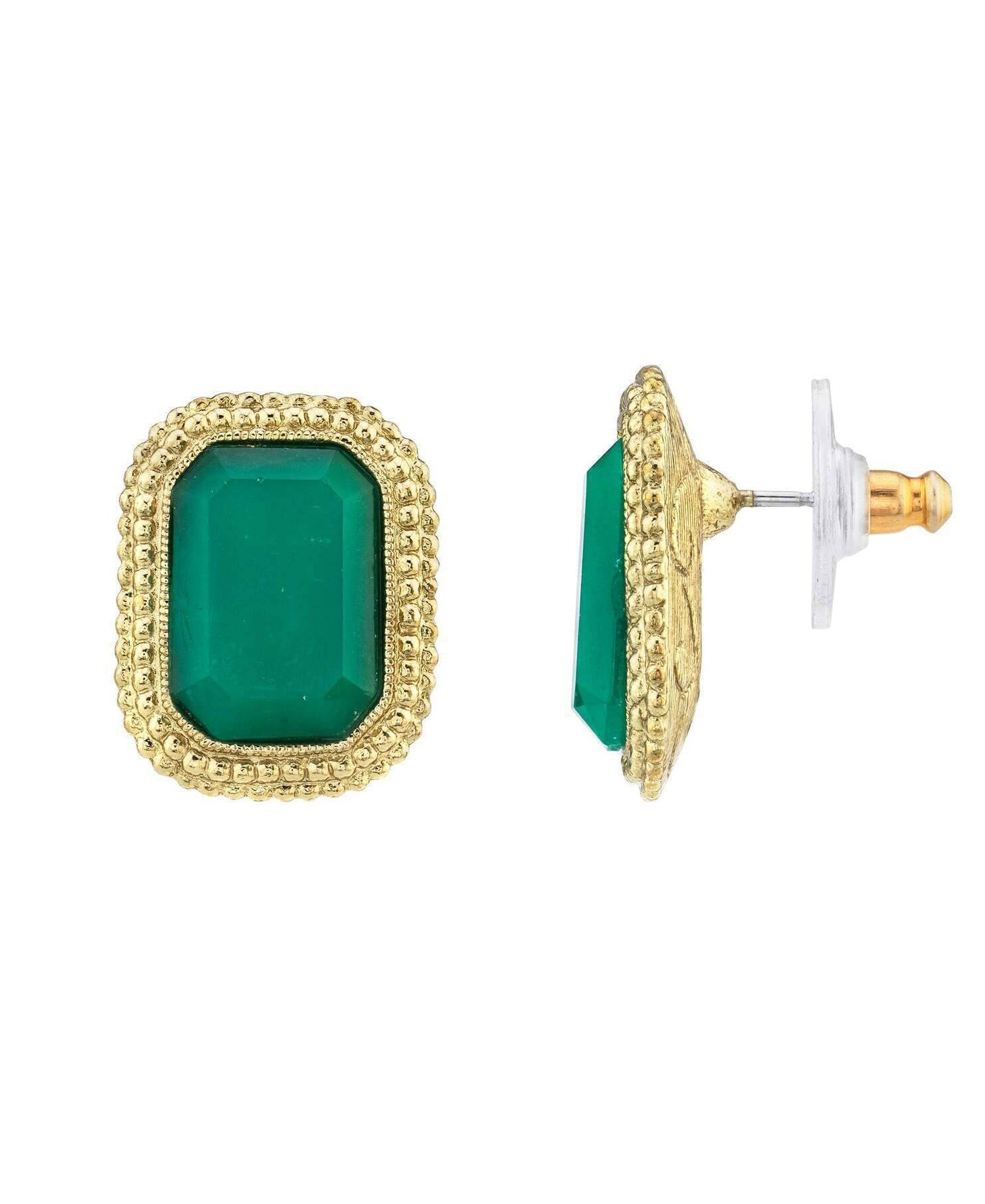 1928 Jewelry Estate Octagon Stone Post Earrings