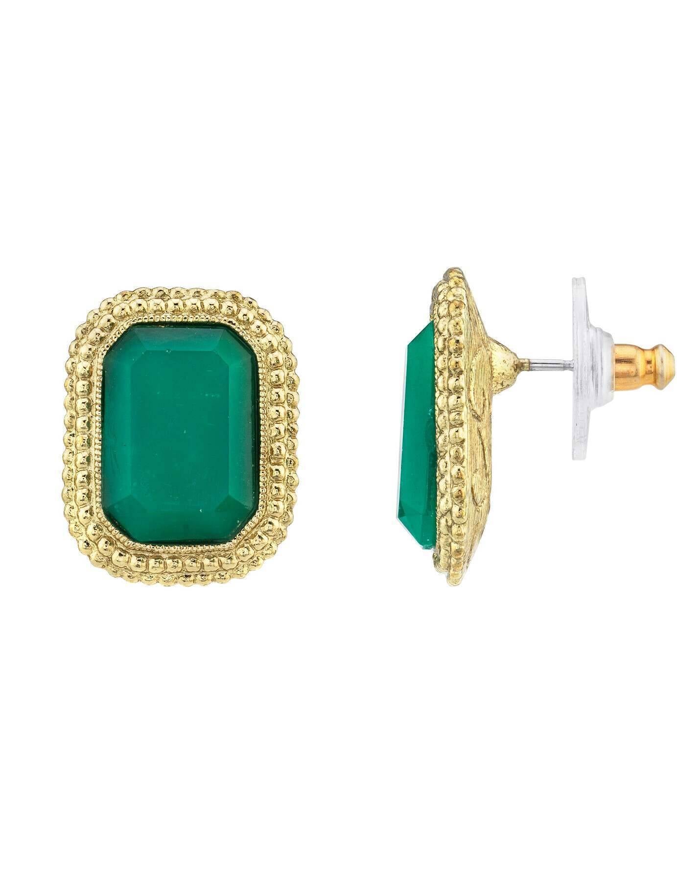 1928 Jewelry Estate Octagon Stone Post Earrings