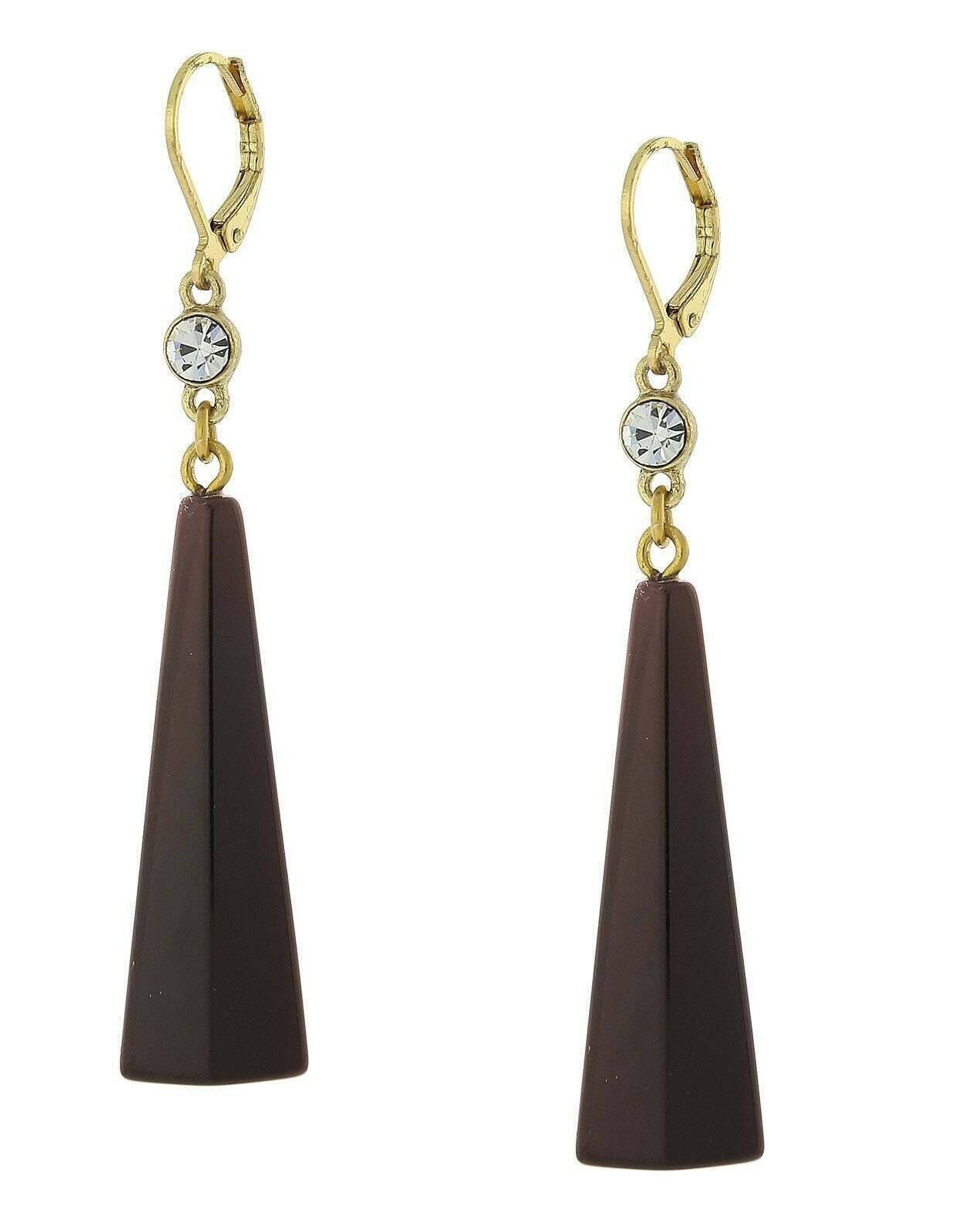 1928 Jewelry Dark Tortoise Brown Drop Earrings