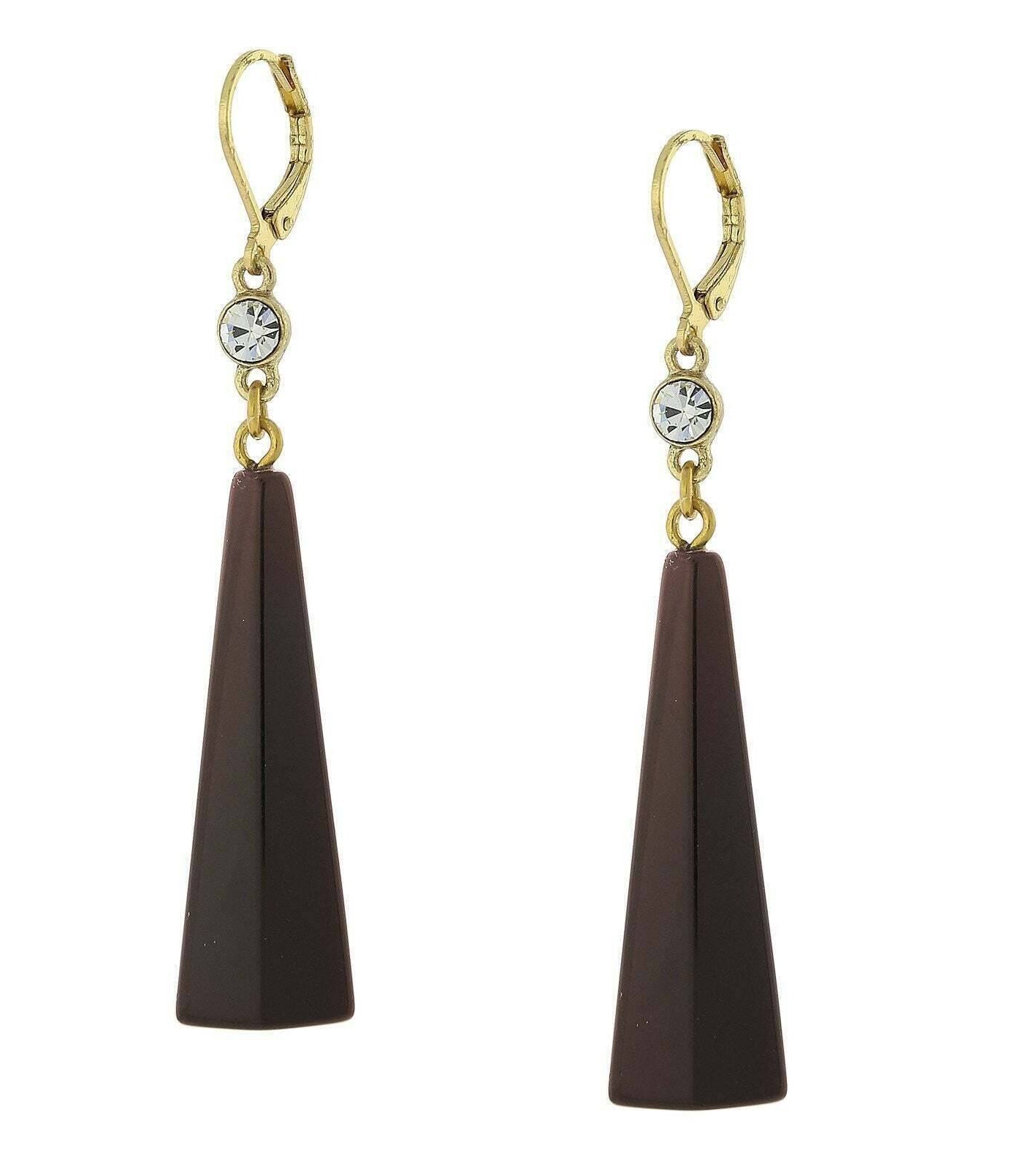 1928 Jewelry Dark Tortoise Brown Drop Earrings