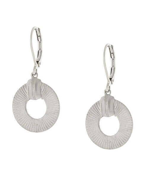 1928 Jewelry Silver Textured Round Lever Back Drop Earrings