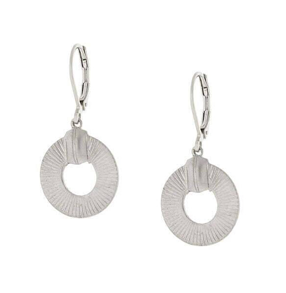 1928 Jewelry Silver Textured Round Lever Back Drop Earrings