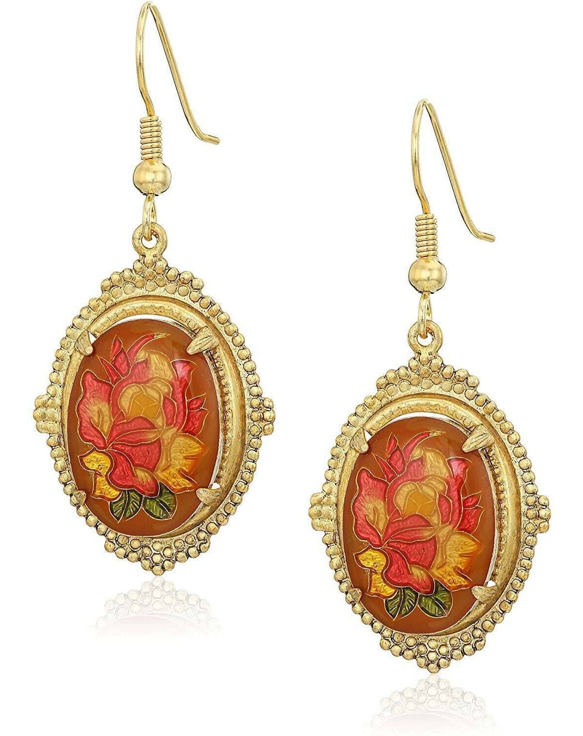 1928 Jewelry Classic Floral Oval Drop Earrings
