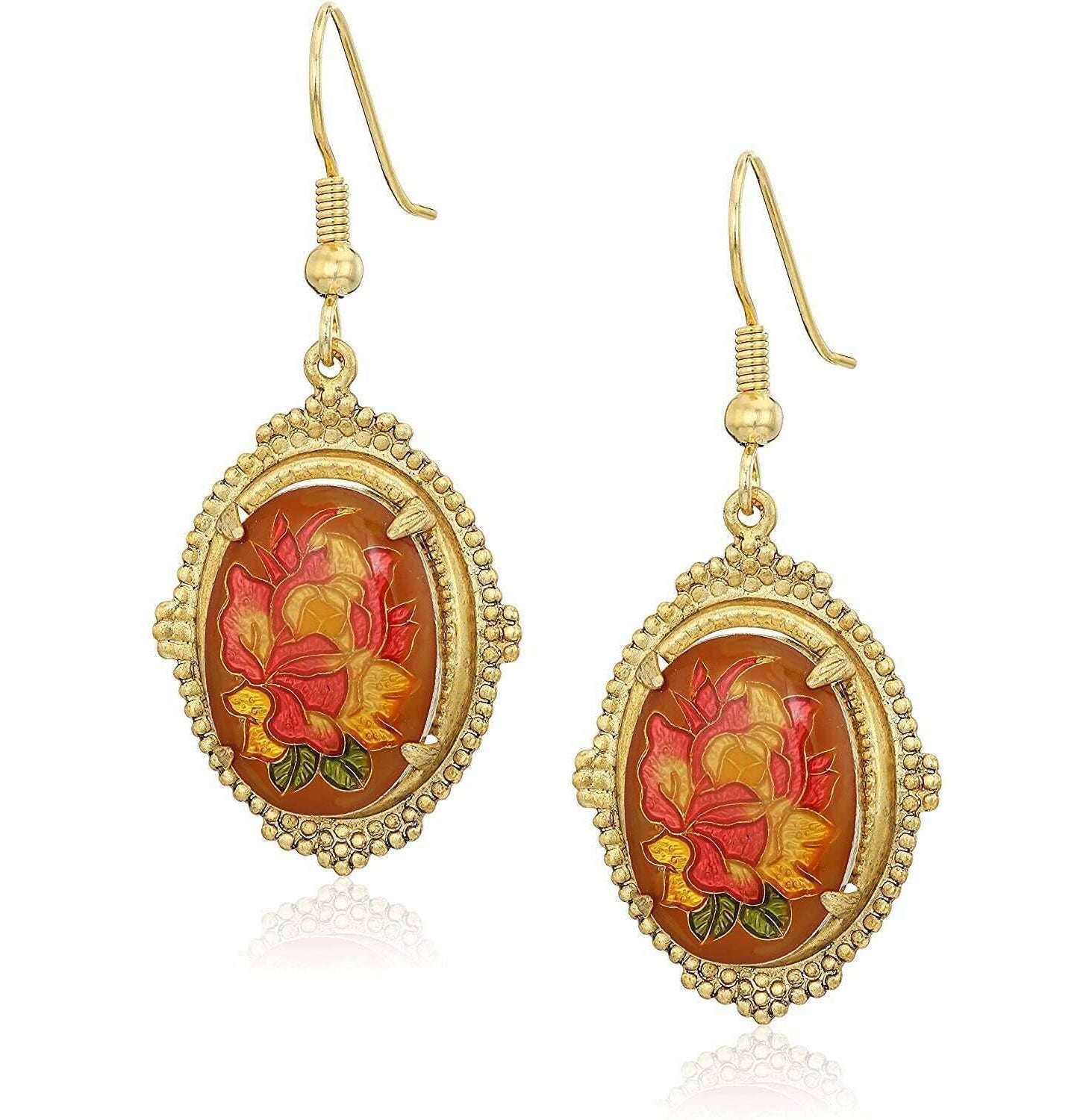 1928 Jewelry Classic Floral Oval Drop Earrings