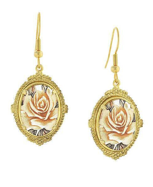 1928 Jewelry Classic Floral Oval Drop Earrings