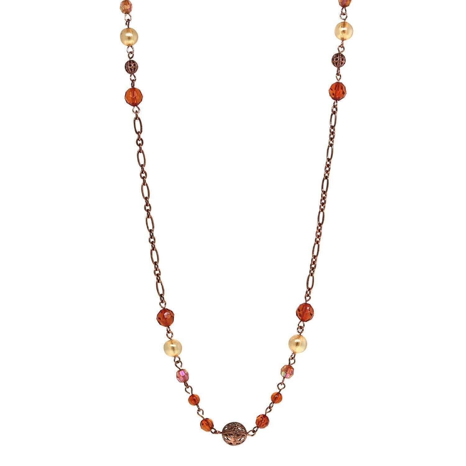 1928 Jewelry Topaz Crystal Bead Necklace 32"