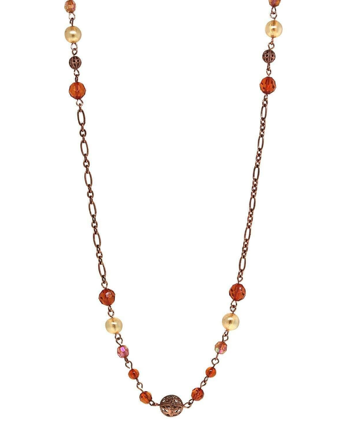 1928 Jewelry Topaz Crystal Bead Necklace 32"