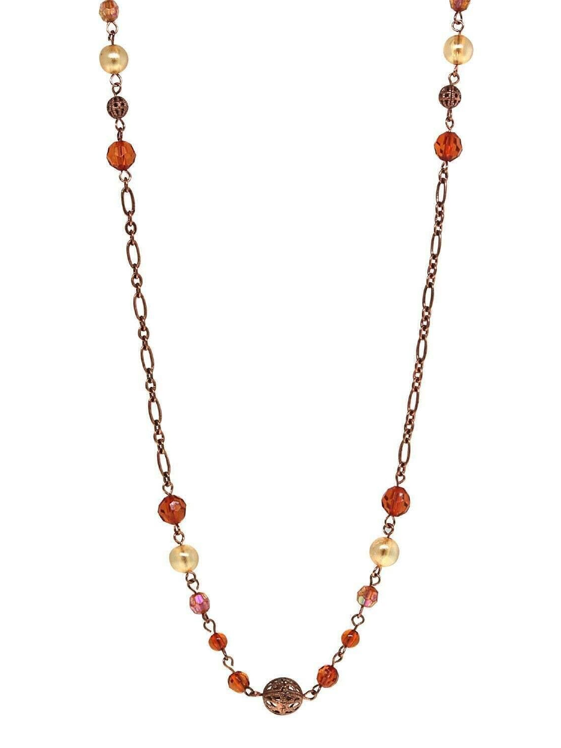 1928 Jewelry Topaz Crystal Bead Necklace 32"