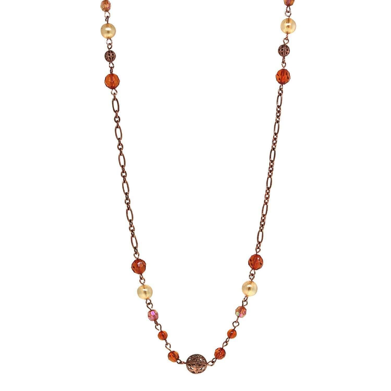 1928 Jewelry Topaz Crystal Bead Necklace 32"