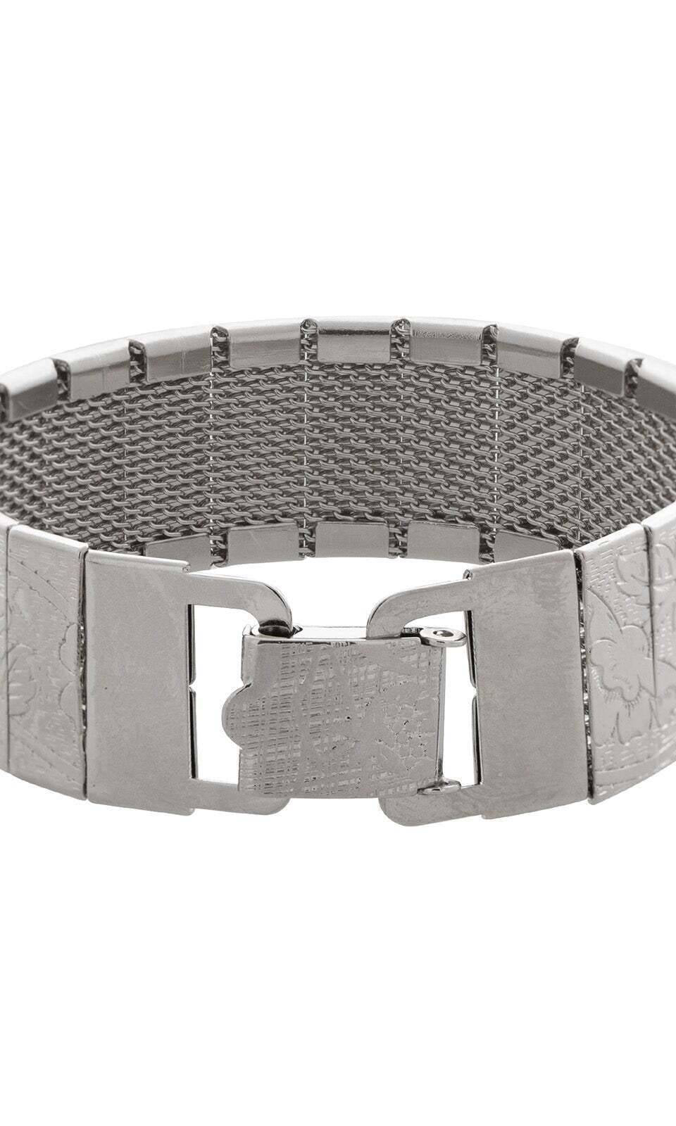 1928 Jewelry Silver Etched Floral Clasp Bracelet