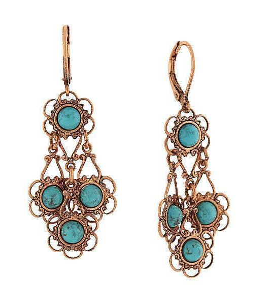 1928 Jewelry Desert Turquoise Stone Drop Earrings