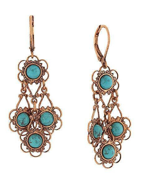 1928 Jewelry Desert Turquoise Stone Drop Earrings