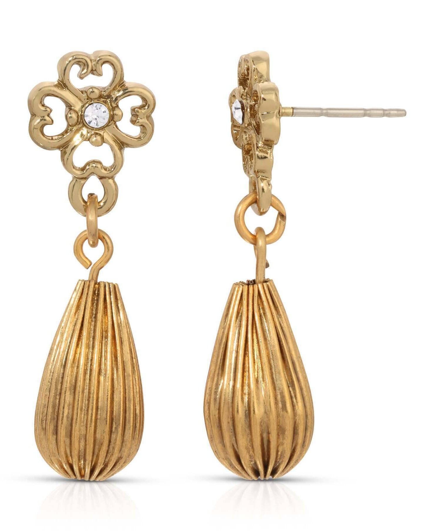 1928 Jewelry Clover Crystal Post Teardrop Earrings