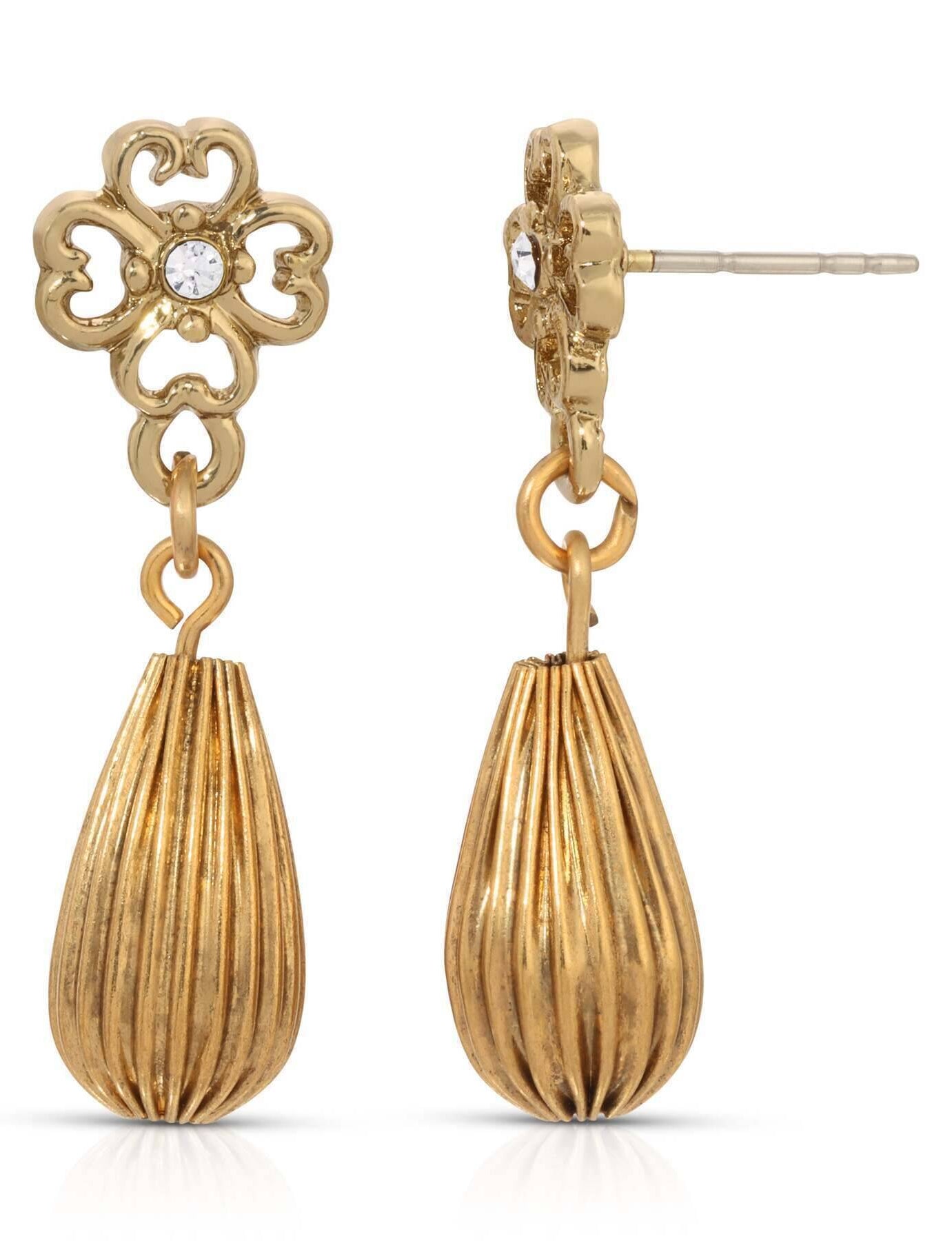 1928 Jewelry Clover Crystal Post Teardrop Earrings