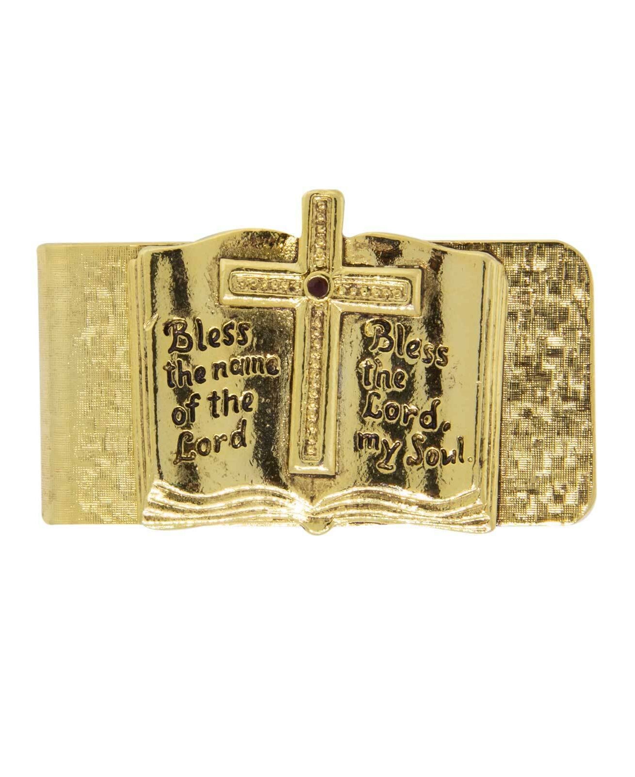 1928 Jewelry Open Bible Bless The Lord Gold Money Clip