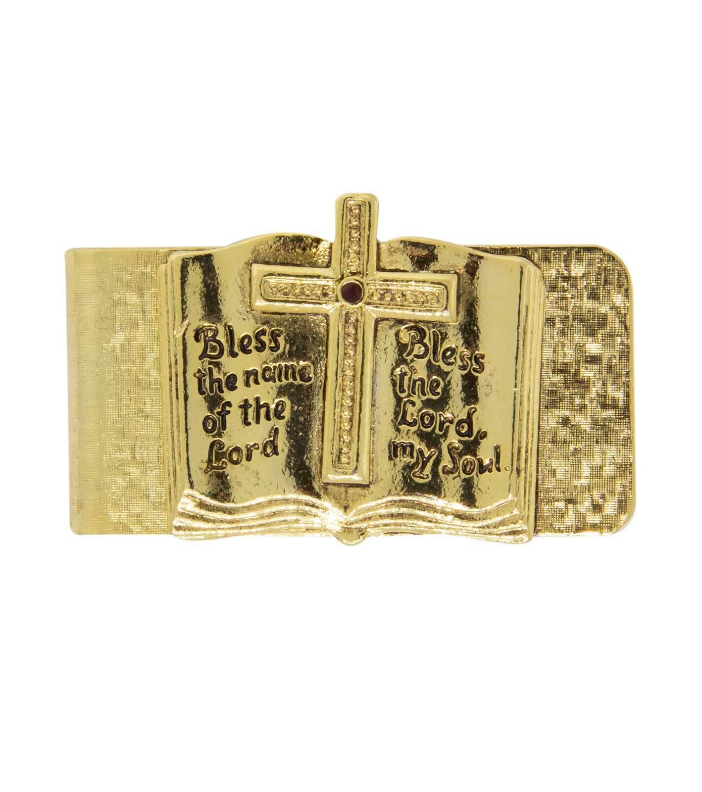1928 Jewelry Open Bible Bless The Lord Gold Money Clip