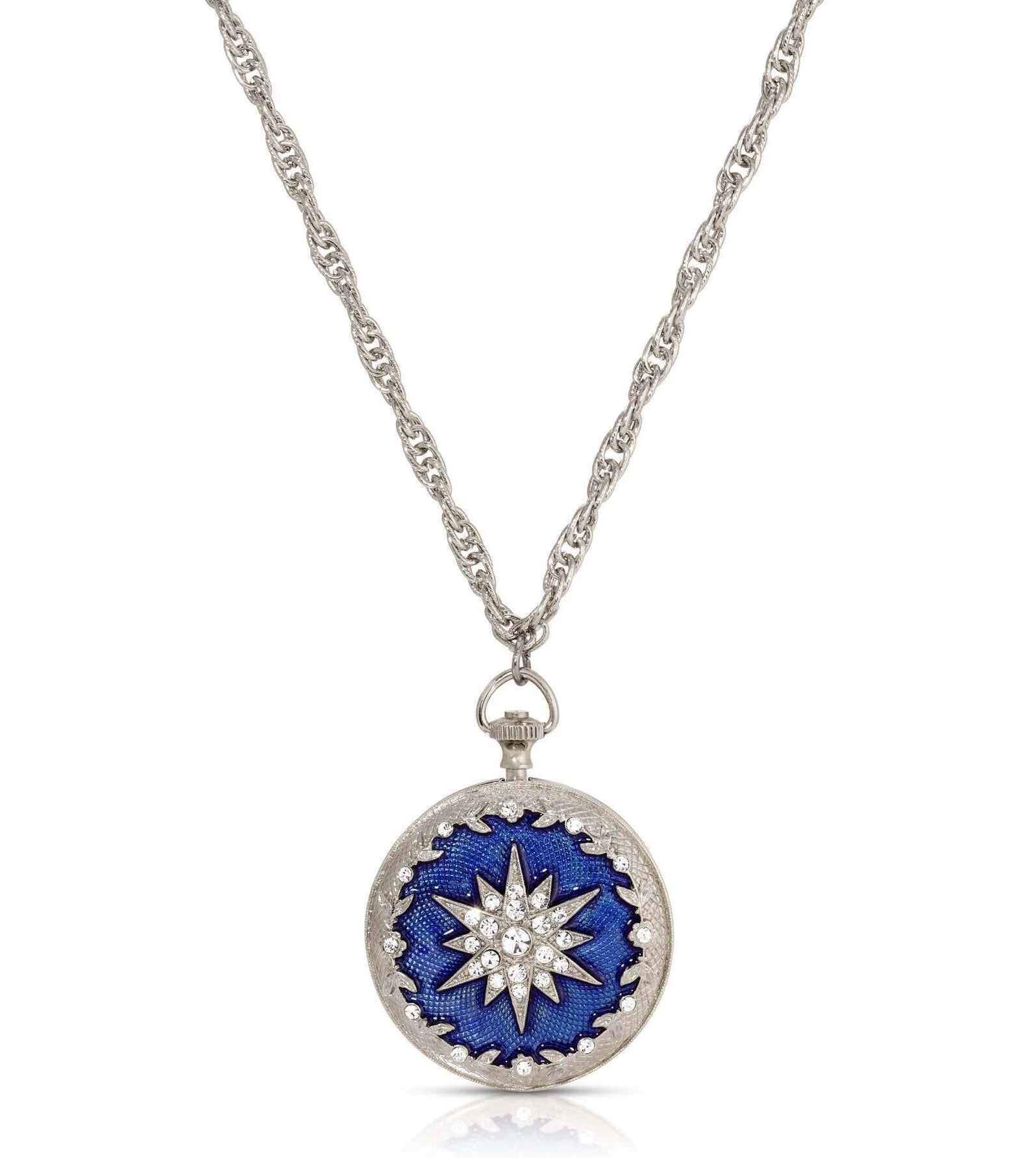 Symbols Of Faith Starburst Crystal Enamel Round Locket Necklace 28"