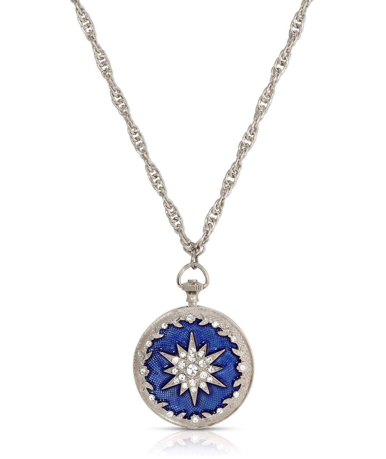 Symbols Of Faith Starburst Crystal Enamel Round Locket Necklace 28"