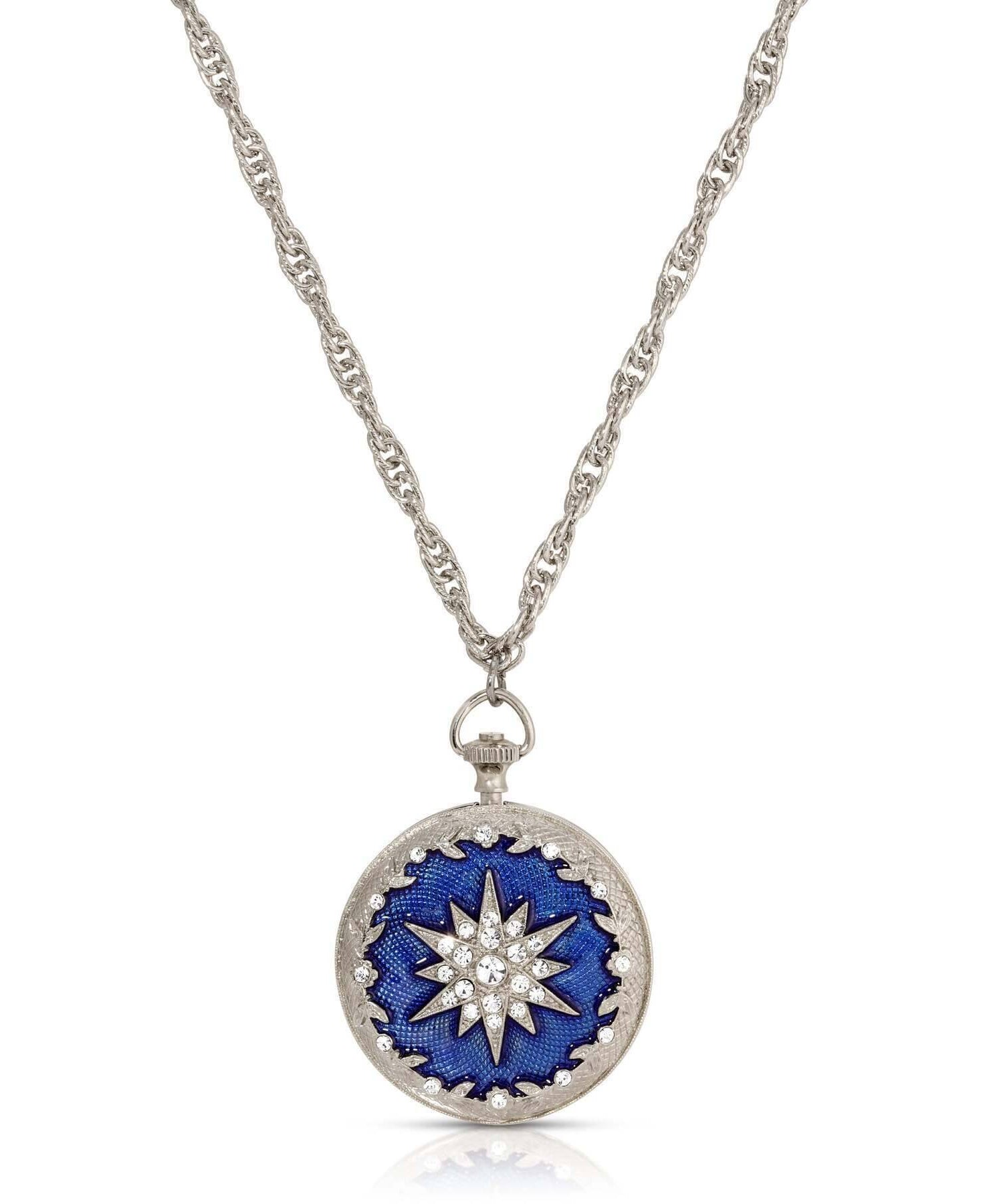 Symbols Of Faith Starburst Crystal Enamel Round Locket Necklace 28"