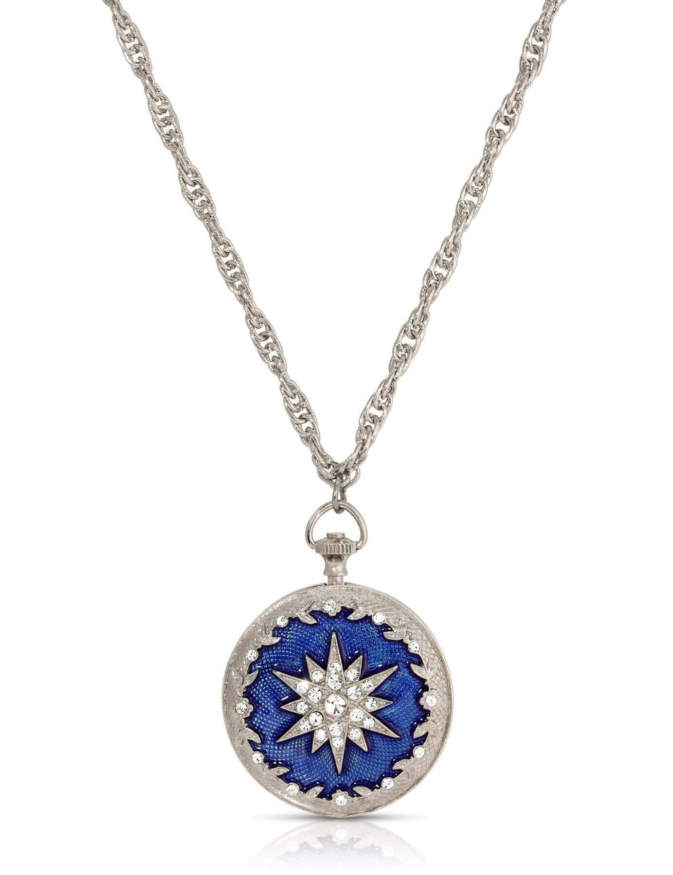 Symbols Of Faith Starburst Crystal Enamel Round Locket Necklace 28"