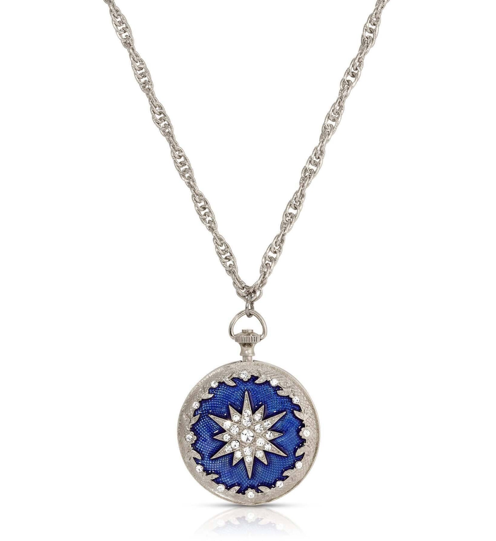 Symbols Of Faith Starburst Crystal Enamel Round Locket Necklace 28"