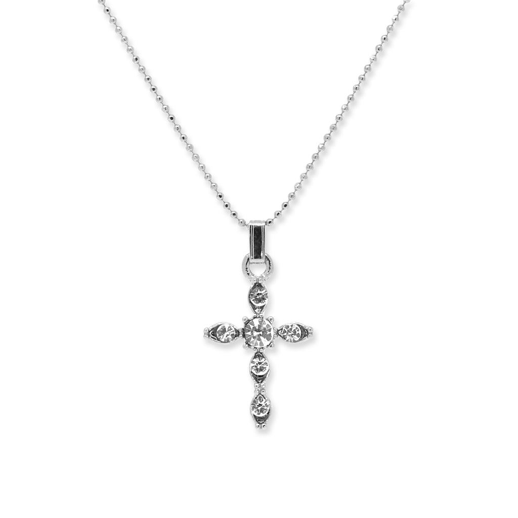 Silver Tone Cross Pendant Necklace 20 In