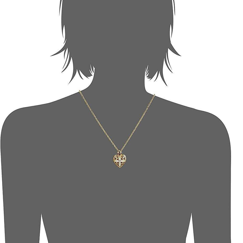 Symbols Of Faith Red & Clear Crystal Heart Cross Locket Necklace 18"