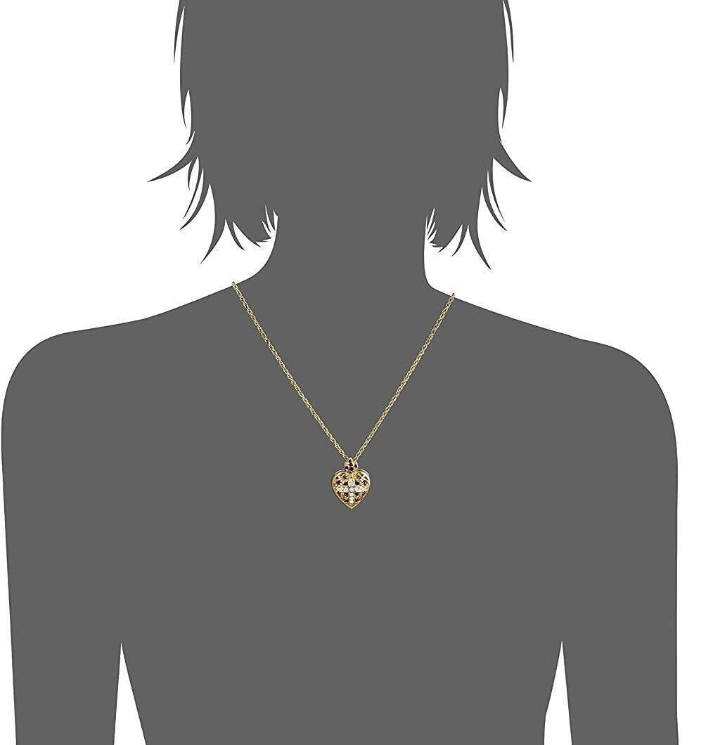 Symbols Of Faith Red & Clear Crystal Heart Cross Locket Necklace 18"