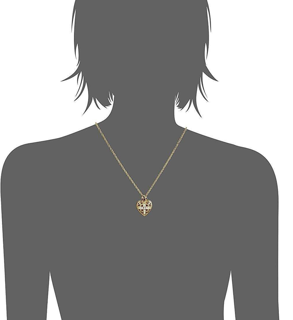 Symbols Of Faith Red & Clear Crystal Heart Cross Locket Necklace 18"