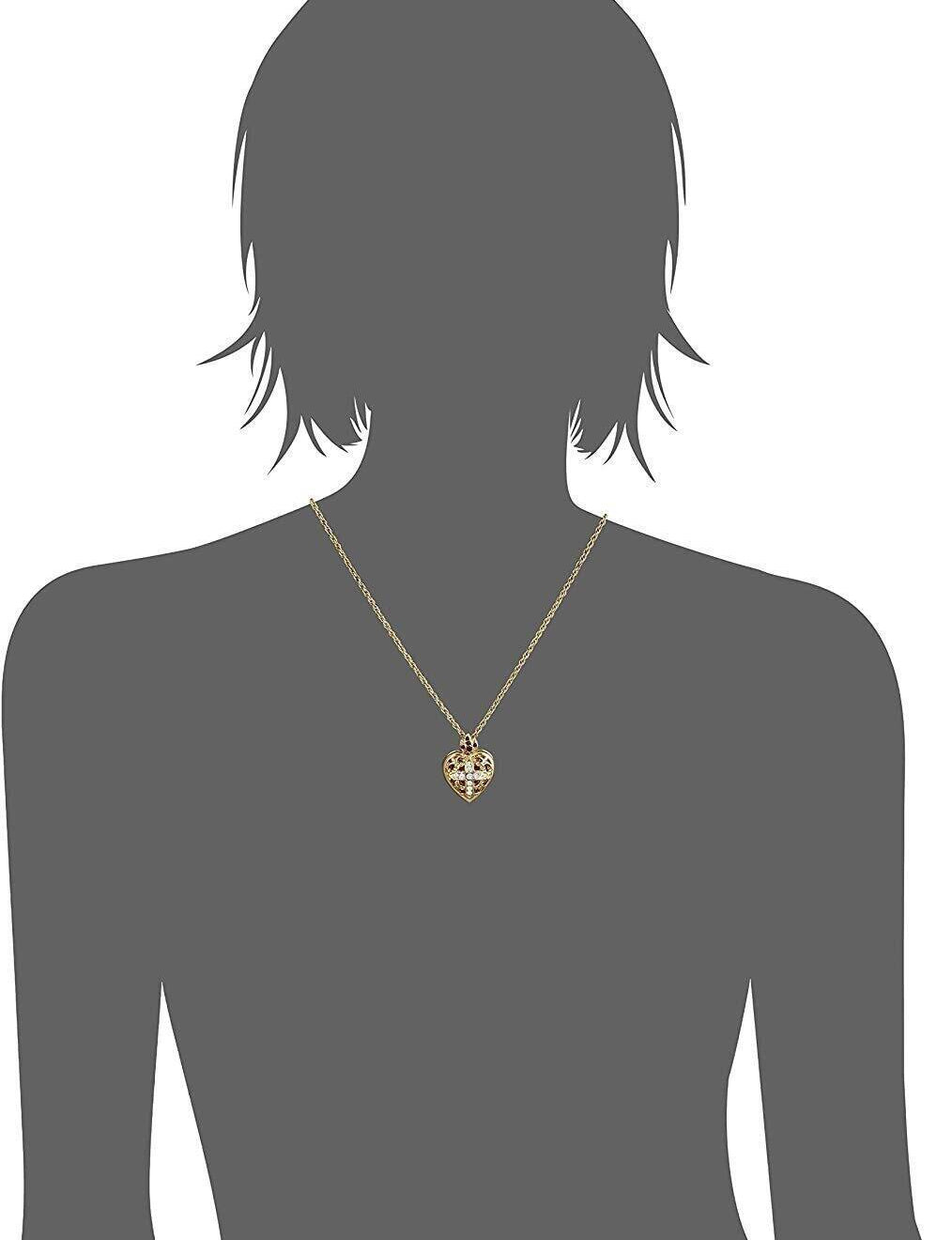 Symbols Of Faith Red & Clear Crystal Heart Cross Locket Necklace 18"