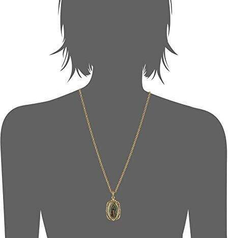 Symbols Of Faith Lady Of Guadalupe Medallion Pendant Necklace 24"
