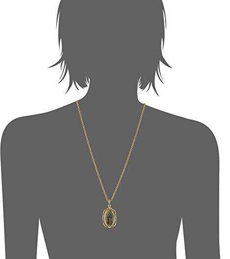 Symbols Of Faith Lady Of Guadalupe Medallion Pendant Necklace 24"