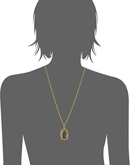 Symbols Of Faith Lady Of Guadalupe Medallion Pendant Necklace 24"