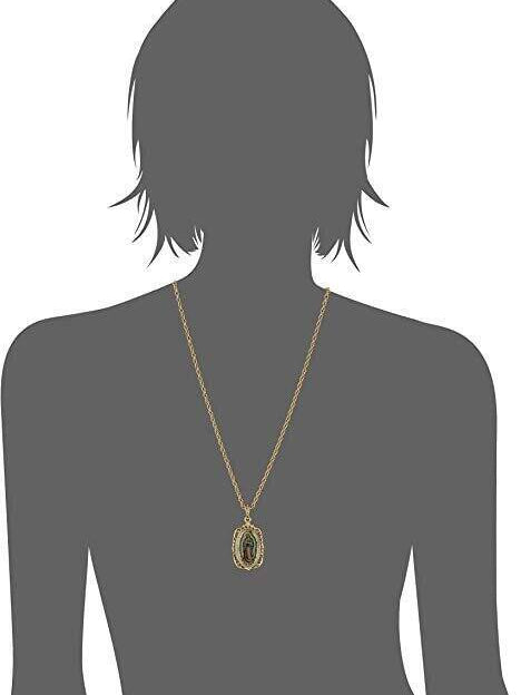 Symbols Of Faith Lady Of Guadalupe Medallion Pendant Necklace 24"