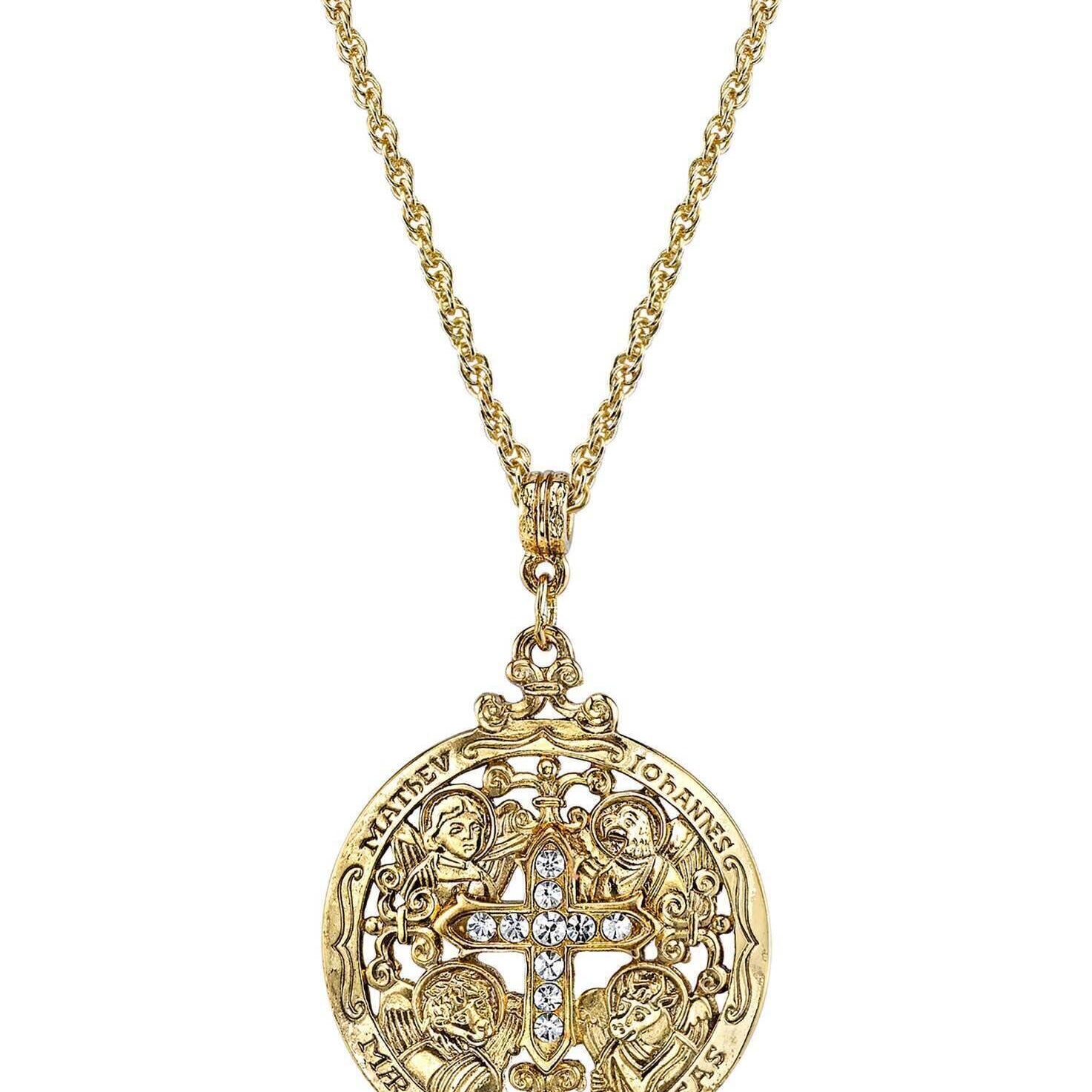 Symbols Of Faith Writers Of The Good Word Crystal Pendant Necklace 24"