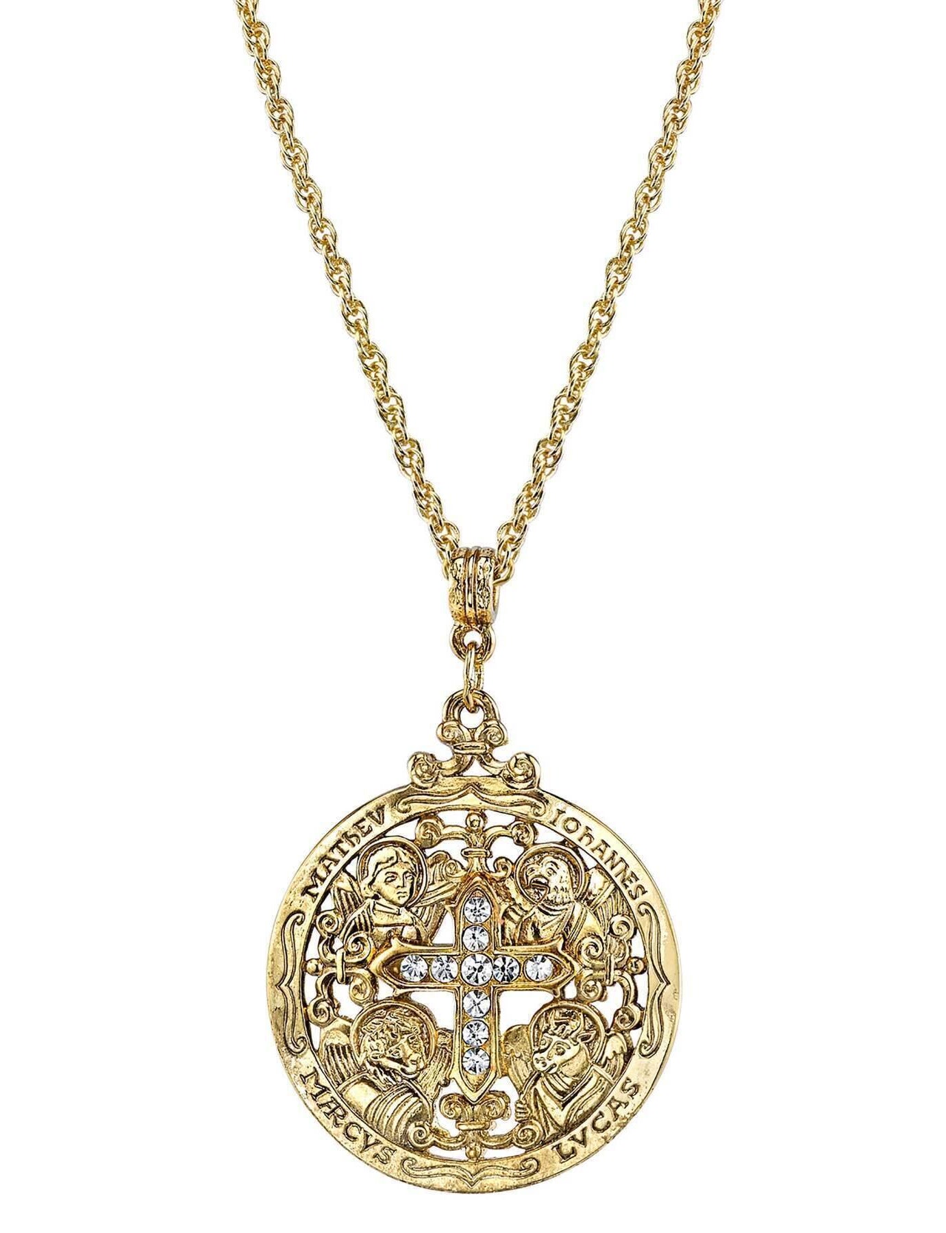 Symbols Of Faith Writers Of The Good Word Crystal Pendant Necklace 24"