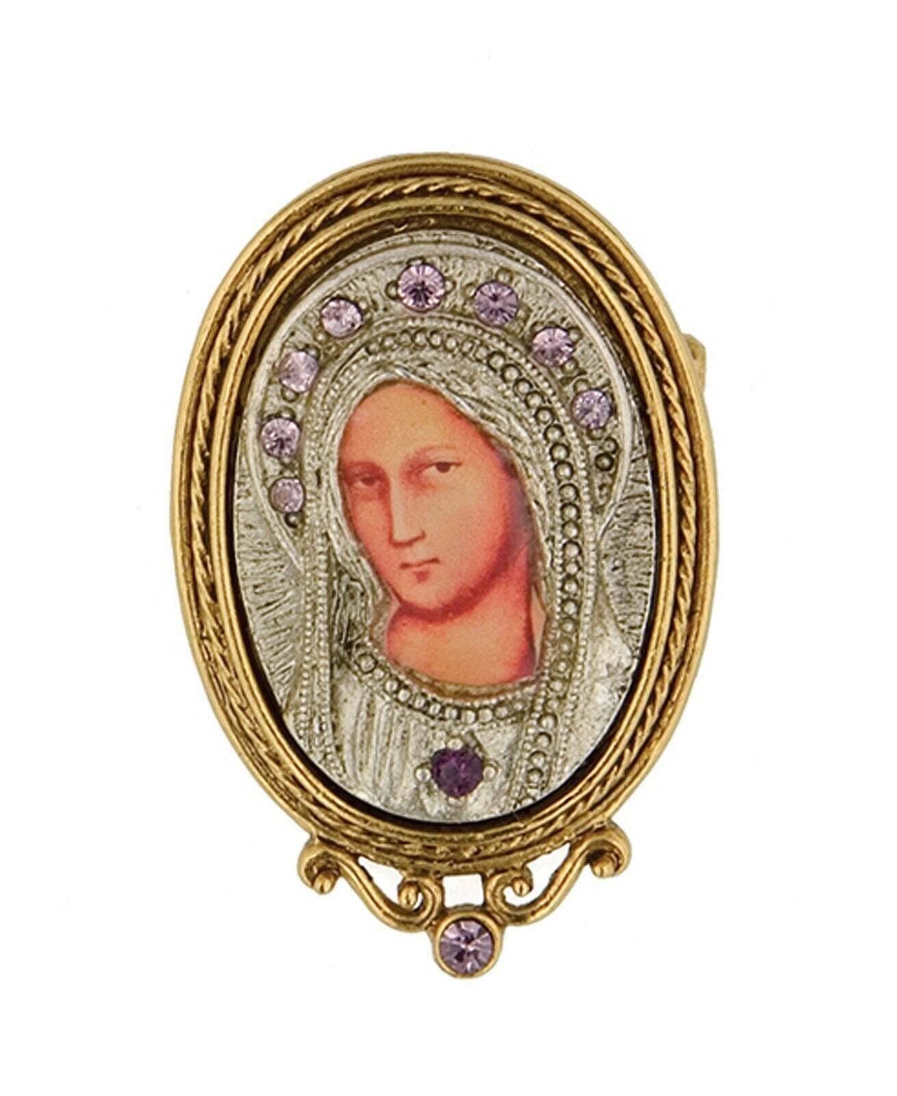 Symbols Of Faith Purple Crystal Enamel Small Iconica Mary Brooch