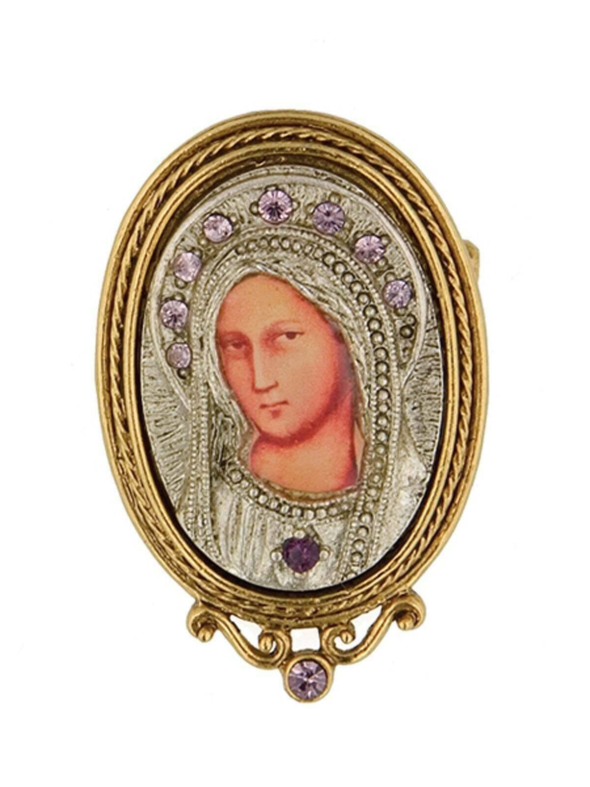 Symbols Of Faith Purple Crystal Enamel Small Iconica Mary Brooch