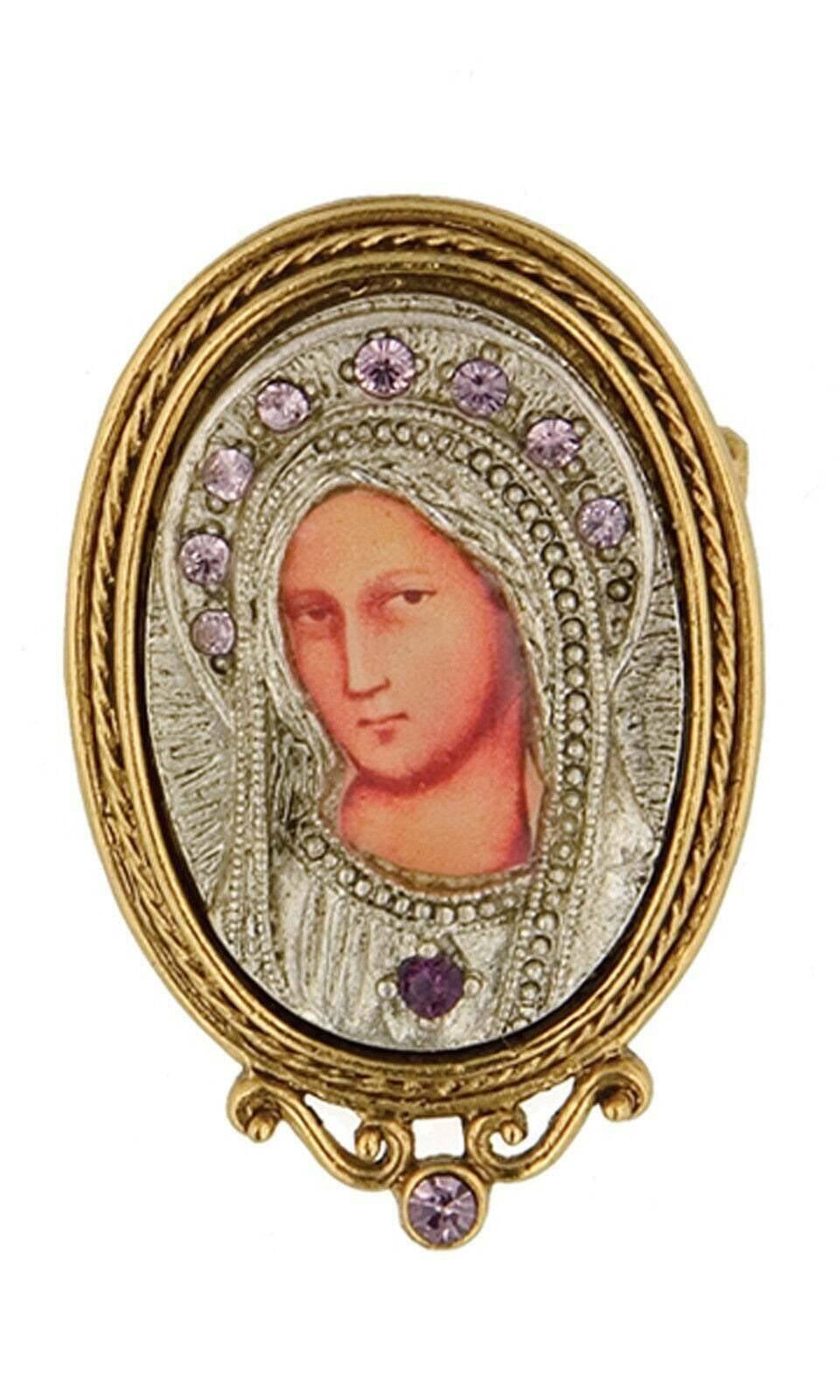 Symbols Of Faith Purple Crystal Enamel Small Iconica Mary Brooch