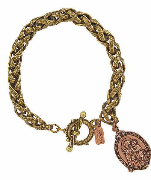 Symbols Of Faith St. Anthony And Baby Jesus Medal Toggle Bracelet