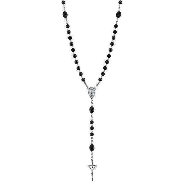 Symbols Of Faith Black Bead Papal Rosary