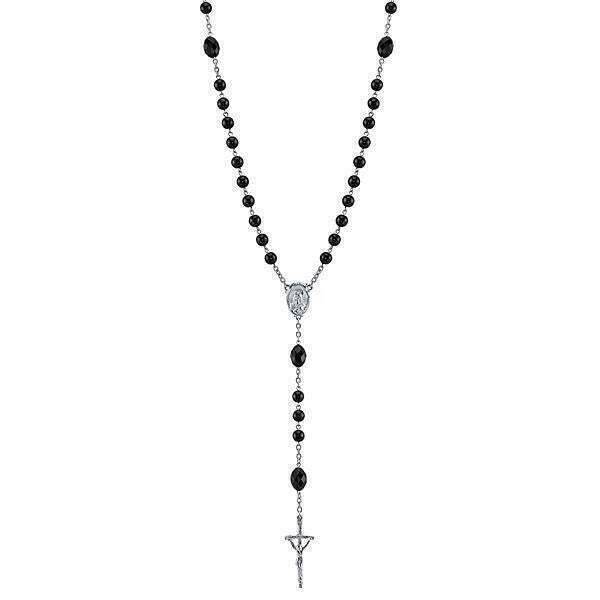 Symbols Of Faith Black Bead Papal Rosary