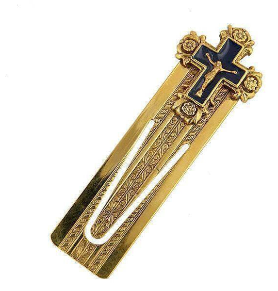 Symbols Of Faith Blue Enamel Crucifix Small Bookmark