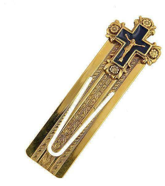 Symbols Of Faith Blue Enamel Crucifix Small Bookmark