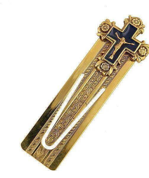 Symbols Of Faith Blue Enamel Crucifix Small Bookmark